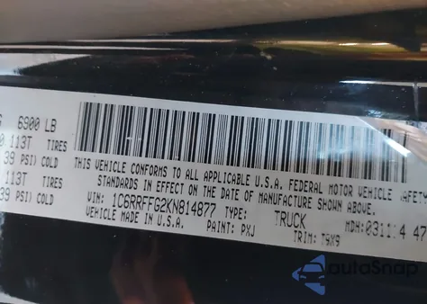 2019 Ram 1500 Big Horn/Lone Star 4X4 5'7 Box z USA, uszkodzony, nr VIN 1C6RRFFG2KN814877